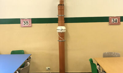 Scuola a Boffalora - Dettaglio tubo depressurizzazione Radon scoperto