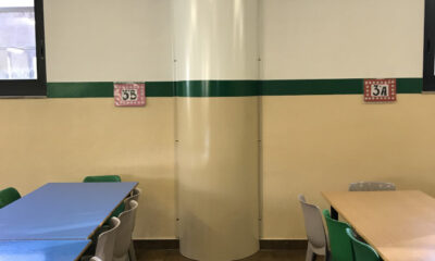 Scuola a Boffalora - Dettaglio rivestimento tubo depressurizzazione Radon